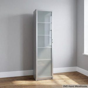 Sleek Frosted Glass Display Cabinet with Shelves - 2ndhandwarehouse.com