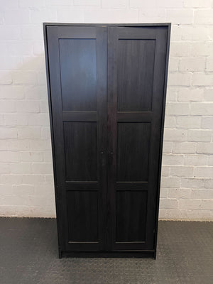 Stylish Dark Wood Double Wardrobe - The doors need hinges - 2ndhandwarehouse.com