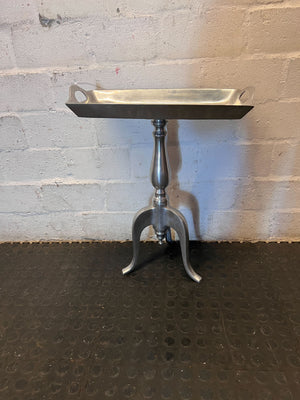 Elegant Silver Metal Pedestal Tray Table