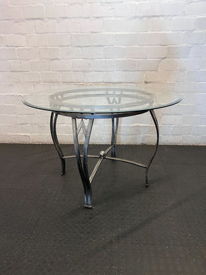 Elegant Round Glass Top Dining Table with Metal Base