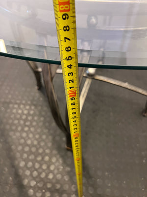 Elegant Round Glass Top Dining Table with Metal Base