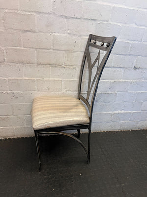Elegant Grey Dining Chair with Striped Upholstery - Fair used