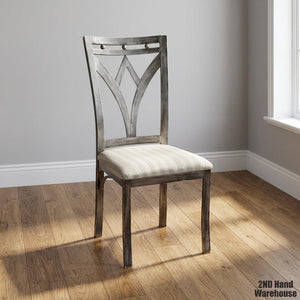 Elegant Grey Dining Chair with Striped Upholstery - Fair used