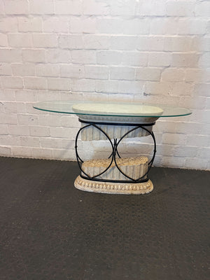 Elegant Neoclassical Glass Top Accent Table
