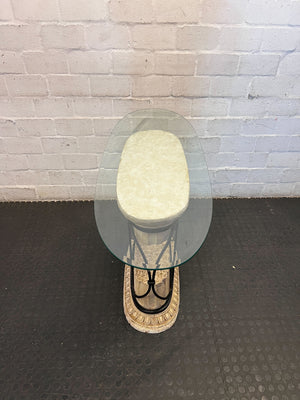 Elegant Neoclassical Glass Top Accent Table