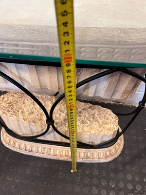 Elegant Neoclassical Glass Top Accent Table