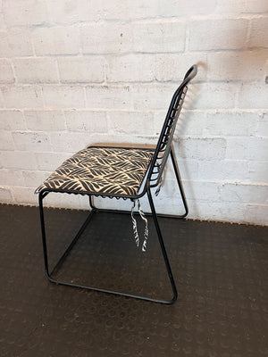 Industrial Chic Black Metal & Patterned Accent Chair - 2ndhandwarehouse.com