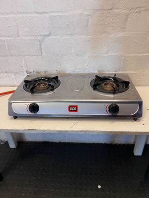 SCE Dual Burner Portable Gas Stove - Stainless Steel - 2ndhandwarehouse.com