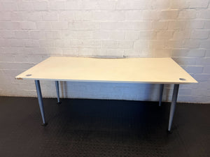 Versatile Light-Top Office Desk with Grey Legs - 2ndhandwarehouse.com