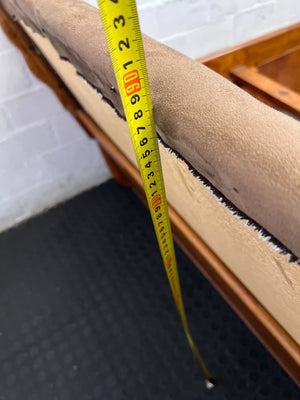 Elegant Vintage Wooden Bed Frame with Upholstered Headboard - 2ndhandwarehouse.com