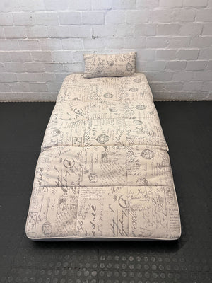 Stylish & Compact Folding Guest Bed with Vintage Script Pattern