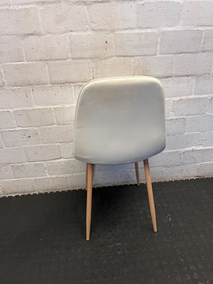 Stylish Cream Quilted Dining Chair with Wooden Legs - 2ndhandwarehouse.com