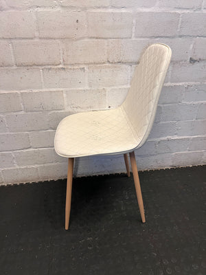 Stylish Cream Quilted Dining Chair with Wooden Legs - 2ndhandwarehouse.com
