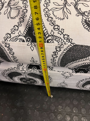 Stylish Black & White Paisley Sectional Sofa with Chaise & Cushions