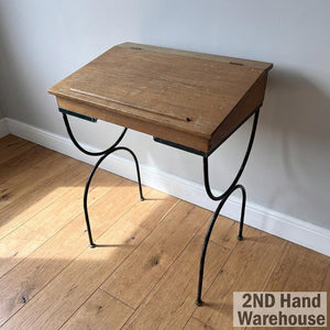 Retro Wooden School Desk with Metal Frame ✨ - 2ndhandwarehouse.com