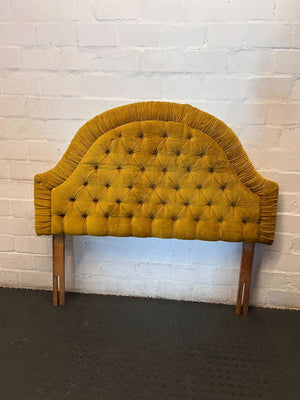 Vintage Mustard Velvet Tufted Headboard - 2ndhandwarehouse.com