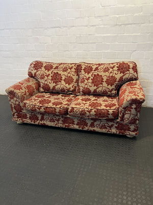 Classic Floral 2-Seater Sofa - Red & Beige Pattern - 2ndhandwarehouse.com