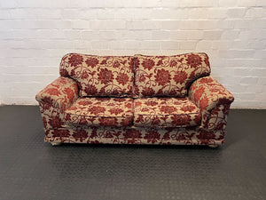Classic Floral 2-Seater Sofa - Red & Beige Pattern - 2ndhandwarehouse.com