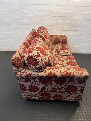Classic Floral 2-Seater Sofa - Red & Beige Pattern - 2ndhandwarehouse.com
