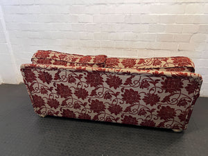 Classic Floral 2-Seater Sofa - Red & Beige Pattern - 2ndhandwarehouse.com