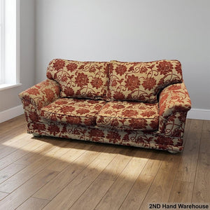 Classic Floral 2-Seater Sofa - Red & Beige Pattern - 2ndhandwarehouse.com