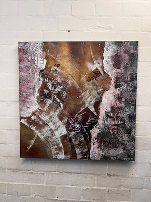 Textured Bronze & Gold Abstract Canvas Art - 2ndhandwarehouse.com