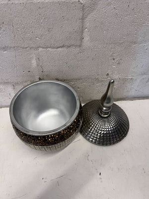 Unique Silver & Bronze Textured Decorative Sphere with Finial - 2ndhandwarehouse.com