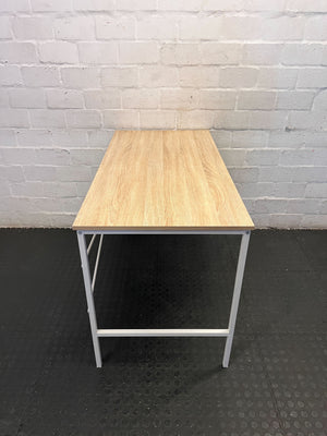 Compact Modern Desk with Light Wood Top & White Legs - 2ndhandwarehouse.com