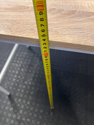 Compact Modern Desk with Light Wood Top & White Legs - 2ndhandwarehouse.com