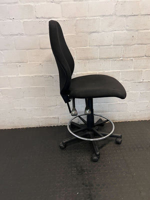 Adjustable Black Office Draughtsman Chair with Foot Ring - 2ndhandwarehouse.com