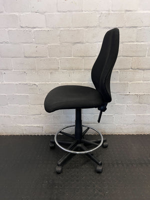 Adjustable Black Office Draughtsman Chair with Foot Ring - 2ndhandwarehouse.com