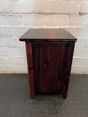 Compact Dark Wood Bedside Table with Shelf & Drawers - Fair used - 2ndhandwarehouse.com