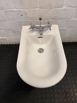 Hand wash tab -Classic White Ceramic Bidet with Chrome Mixer Taps - 2ndhandwarehouse.com
