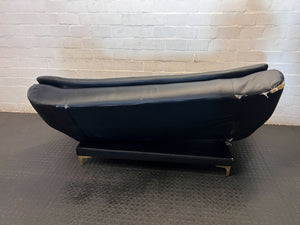 Versatile Black Faux Leather Futon Sofa Bed with Gold Accents - Broken one side - 2ndhandwarehouse.com
