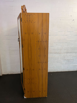 Wadrobe - Charming Pine Wardrobe with Mirrored Door ✨ - One side mirror is broken - 2ndhandwarehouse.com