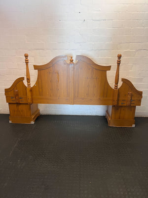 double headboard - Elegant Wooden Headboard with Integrated Bedside Tables - 2ndhandwarehouse.com