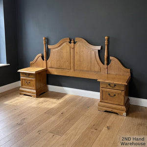 double headboard - Elegant Wooden Headboard with Integrated Bedside Tables - 2ndhandwarehouse.com