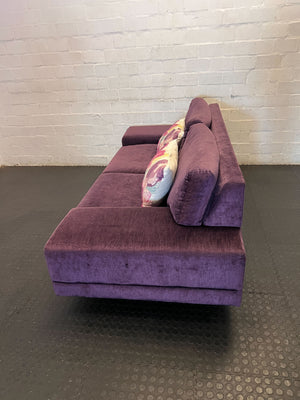 2 seater couch - Vibrant Plum Two-Seater Sofa with Accent Cushions - Good - 2ndhandwarehouse.com
