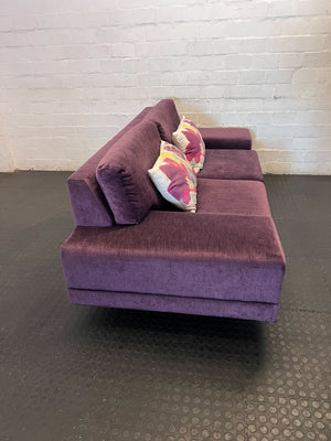 2 seater couch - Vibrant Plum Two-Seater Sofa with Accent Cushions - Good - 2ndhandwarehouse.com