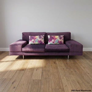 2 seater couch - Vibrant Plum Two-Seater Sofa with Accent Cushions - Good - 2ndhandwarehouse.com