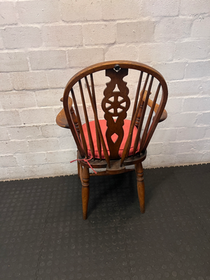 Pair of Spindle Back Dining Chairs with Arms - Worn Wood Finish - 2ndhandwarehouse.com