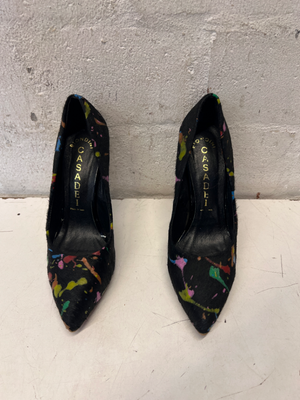 Casadei Multi-Coloured Paint Splatter Pumps - Size 38 - 2ndhandwarehouse.com