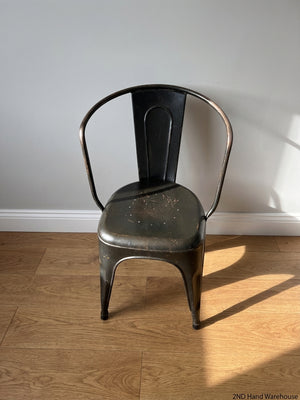 Industrial Metal Armchair - Distressed with Rusting Finish - 2ndhandwarehouse.com