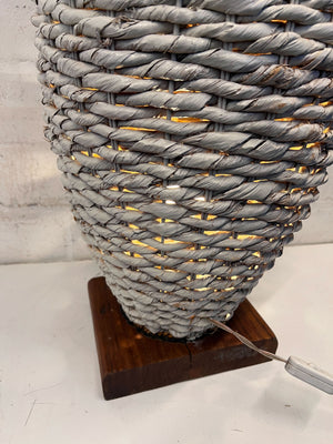 Bohemian Woven Table Lamp with Natural Finish & Minor Wear - 2ndhandwarehouse.com