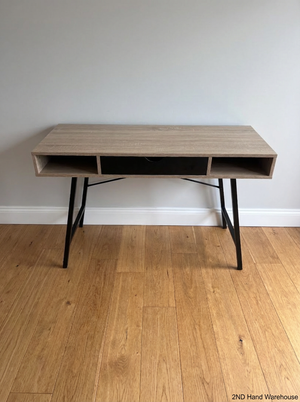 Modern Wood and Metal Office Desk with Storage Cubbies - 2ndhandwarehouse.com