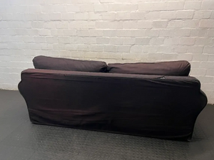 Classic 3 Seater Couch with Rolled Arms in Charcoal Black - 2ndhandwarehouse.com