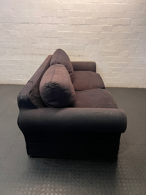 Classic 3 Seater Couch with Rolled Arms in Charcoal Black - 2ndhandwarehouse.com