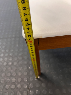 Vintage-Style Wooden Stool with Padded Cream Seat - 2ndhandwarehouse.com