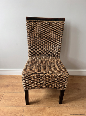 Woven Earth-Tone Dining Chair with High Back - 2ndhandwarehouse.com