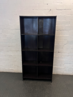 Dark Brown Wood 8-Compartment Bookshelf - Wear on Edges - 2ndhandwarehouse.com